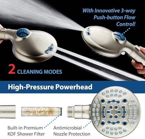 AquaCare 4X 10-Mode High Pressure Hand Shower w/Filter & 2-mode Power Wash - Image 5
