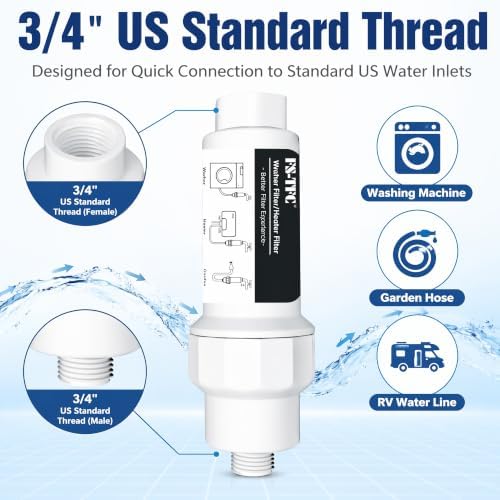 Garden Hose Filter for Washing Machine, RV, Pool & Pet – High-Efficiency Sediment & Scale Water Filter with Replaceable Cartridge Design,3/4" GHT,Anti-Corrosion, NSF Certified - Image 3