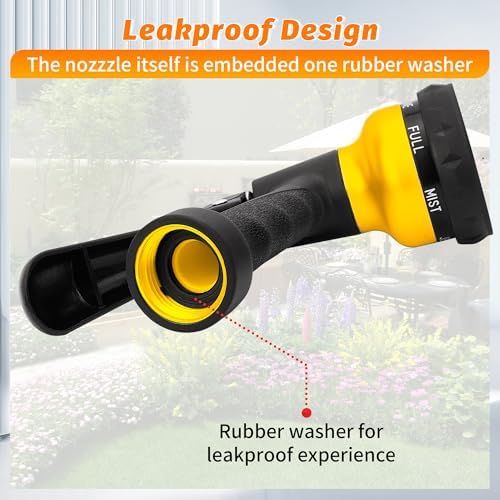 AUTOMAN-Garden-Hose-Nozzle, 2 Pack ABS Water Spray Nozzle with Heavy Duty 7 Adjustable Watering Patterns,Slip Resistant for Watering Plants,Lawn& Garden,Washing Cars,Cleaning,Showering Pets - Yellow - Image 5