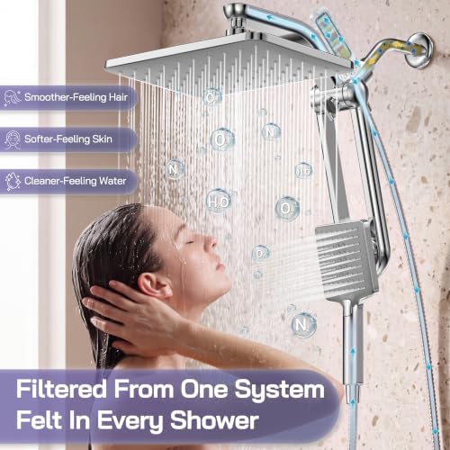 HOPOPRO High Pressure Filtered Shower Head with Handheld Combo, Chrome - Image 2