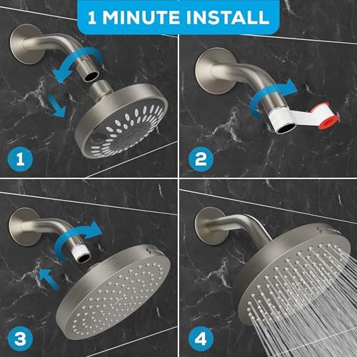 SparkPod Rain Shower Head, 6 Inch Round, Elegant Brushed Nickel Finish - Image 4