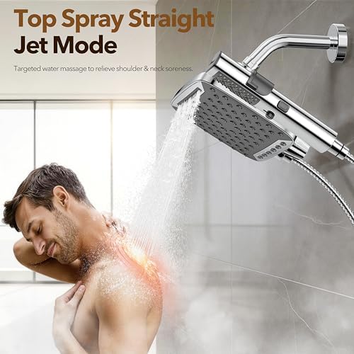 JDO High Pressure Rain Shower Head with Handheld Spray Chrome Polished - Image 3