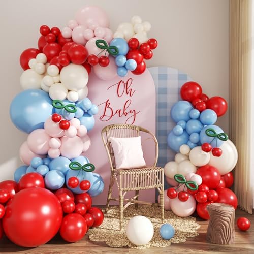 Cherry Balloon Arch Kit for Cherry Birthday Baby Shower Decorations by CROSSFINGERS