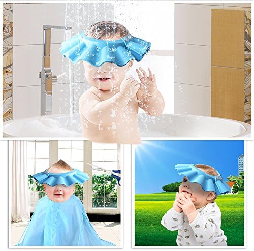 Safe Shampoo Shower Bathing Protection Bath Cap Soft Adjustable Visor Hat for Toddler, Baby, Kids, Children … (Blue) - Image 6
