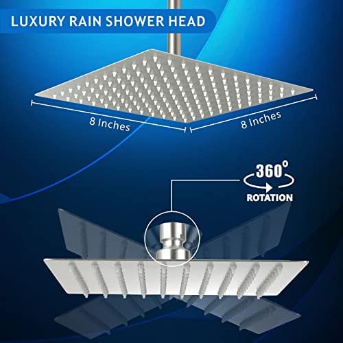 Voolan Rain Shower head, High Pressure Shower Head Made of 304 Stainless Steel, Relaxed Shower Experience Even at Low Water Flow and Pressure (8" Brushed Nickel) - Image 5