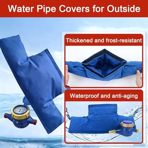 Insulated Water Meter Cover, Double-Sided Oxford Cloth Pipe Insulation Cover, Outdoor Backflow Preventer Insulation Cover, for Water Meter Freeze Protection(Blue) - Image 4
