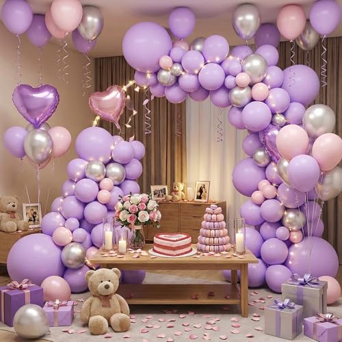 APLANET 150pcs Pastel Purple Balloon Different Sizes 18 12 10 5 Inches Light Lavender Purple Balloons for Birthday Wedding Baby Shower Engagements Anniversary Party, Arch Kit Decoration - Image 6