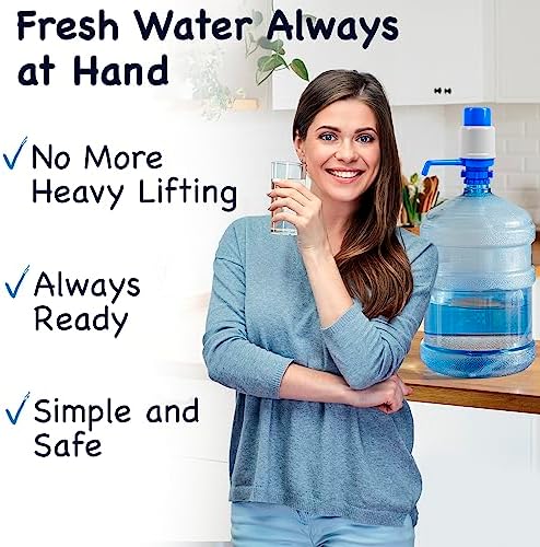 HotFrost Manual Water Pump for 5 Gallon Jug & Bottle – Non-Electric 5 Gallon Water Dispenser, Universal Hand Pump with 3 Adjustable Tubes, 53mm Screw Top Adapter, Spout Cap & Cleaning Brush, BPA-Free - Image 5