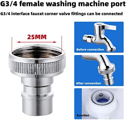 Faucet Adapter, Sink Hose Attachment for Faucet ，Extension Faucet Suitable for Connecting Sink Kitchen Bathroom Garden Faucet (female G3/4 transform washing machine connector) - Image 2