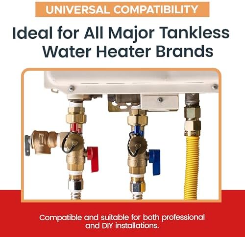 CMI 3/4" Tankless Water Heater Isolation Valve Kit, Sweat Fitting - Image 4