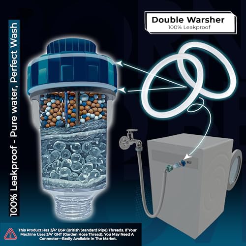Washing Machine Water Filter & Softener | Inline Hard Water Filter with Crystal Resin & Tourmaline Balls | Hose Filter for Washing Machines | 100% Leakproof Design (Only for Washing Machines) - Image 2