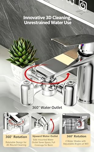 1080° Sink Faucet Aerator Extension Swivel Faucet Extender for Toddlers, 4 Sprayer Modes Rotatable Bathroom Kitchen Head Replacement Tap Attachment with Filter (Style) - Image 2