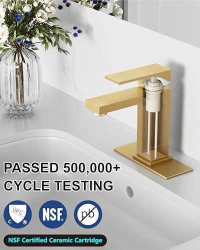 Midanya Bathroom Faucets 1 Hole Single Handle,Brushed Gold - Image 4