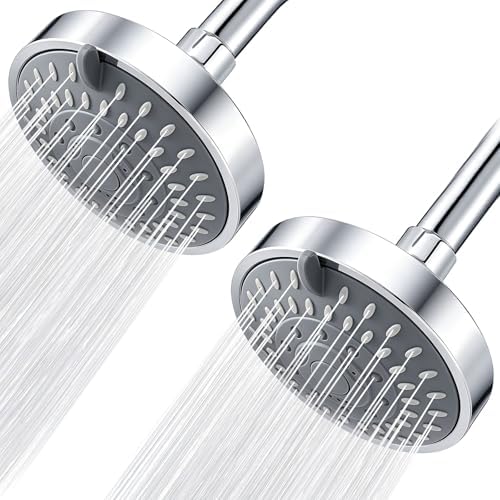 2 Pack High Pressure Shower Head - 5 Spray Modes Powerful Pressure Boosting Showerhead For Bathroom - High Flow Fixed Showerheads (Chrome) by NuodanLuxuryShowerSystems
