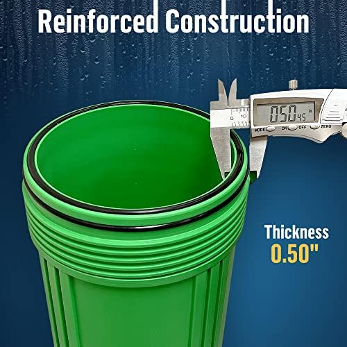 High Capacity 10 x 4.5” Whole House Filter Purifier System for Well or City Water, Presser Relief Button, 1” NPT Brass Port, Double O-Ring, Meets NSF Standards & Regulations (Green, 1 Set) - Image 4