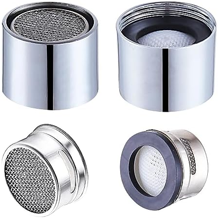 Faucet Aerator Female Thread Chrome Solid Brass Kitchen Faucet Aerators and Bathroom Sink Filter, 55/64in Aerator For Sink Faucet with Gasket for Kitchen and Bathroom(4Pcs) by ESPETIO