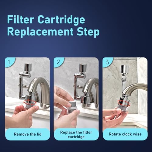 8 Pcs Filter Elements Replacement for ATQ Sink Faucet Extender Swivel Aerator (Aer ator1080) carbon fiber filter cartridges Removes Chlorine Fluoride Heavy Metal(1080° Aerator-8 Carbon Fiber Filter) - Image 6