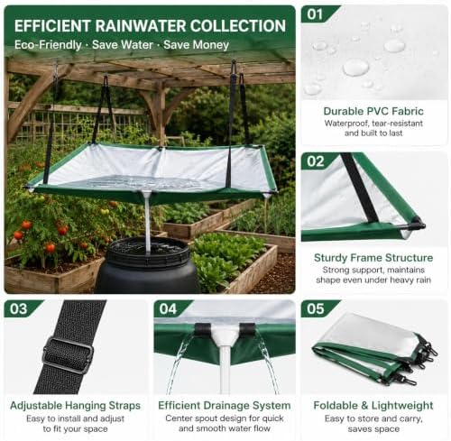 Rain Water Collection System Kit Quick to Install and Easy to Store Rain Water Collection System for Lawn Backyard Garden Balcony Camp,5pc - Image 4
