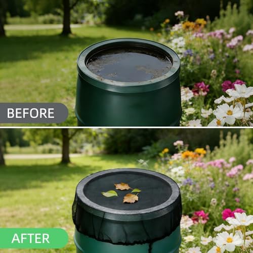 2-Pack Mesh Cover for Rain Barrels, 39 Inch Debris Cover with Drawstring, Outdoor Water Collection Bucket Protector Screen, Prevent Fallen Leaves for Garden, Yard, Eaves Downspouts - Image 5