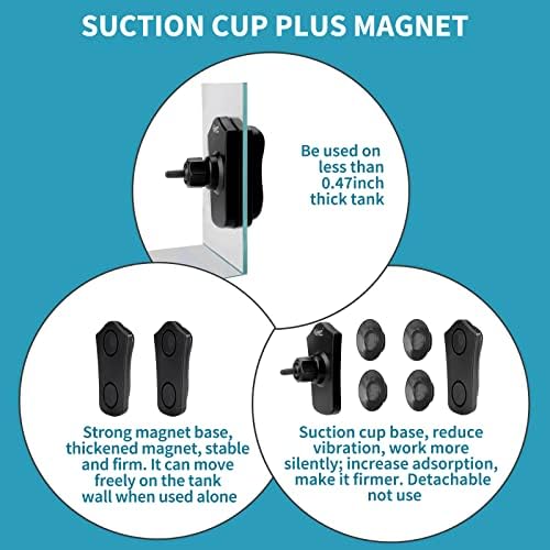 hygger 4200GPH Double Head Aquarium Circulation Pump, Quiet 12W Aquarium Wave Maker, with Strong Magnetic Suction Base, 360°Adjustable Power Head, for 110~240 Gal Tank - Image 4