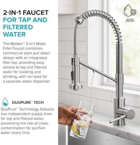 Kraus Bolden 2-in-1 Pull-Down Single Handle Kitchen Sink Filter Water Faucet for Reverse Osmosis or Water Filtration System in Matte Black, KFF-1610MB - Image 4