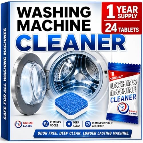 Washing Machine Cleaner Tablets - Penetrating Deep Clean Washer Cleaner Tablets For Front Loader And Top Load HE - Active Formula Tub Descaler Deodorizer by GRIMELABS