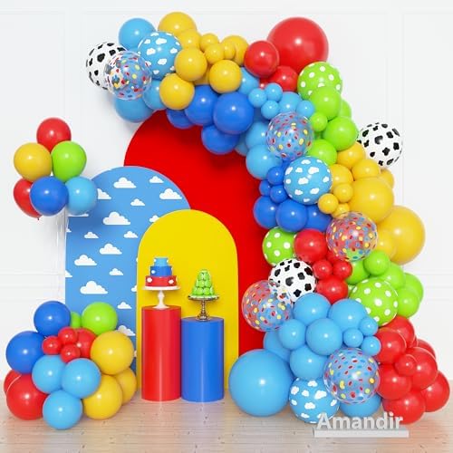 Amandir 153Pcs Blue Red Yellow Balloon Arch Garland Kit Different Sizes by Amandir