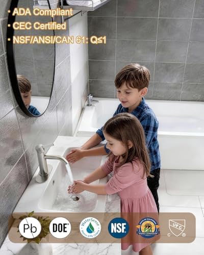 Fransiton Brushed Nickel Bathroom Faucet Single Hole with Pop-Up Bathroom Drain and Flexible Hoses Single Handle Bathroom Sink Faucet w/Deck Plate(1 or 3 Hole) for Vanity Sinks, RV, Farmhouse - Image 3