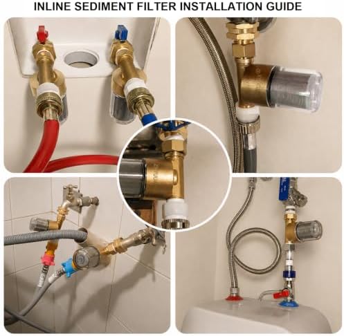 YH01 Reusable Washing Machine Water Filter, 40 Micron Brass Sediment Filter, for Washer, Heater, Garden, Protecting Appliances, Reduces Clothes Yellowing, Anti Scale Shower Filter - Image 5