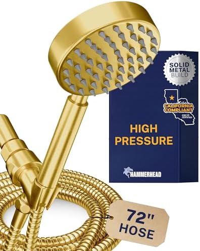 HammerHead Metal Handheld Shower Head High Pressure, 6ft Long Shower Hose by HammerHeadShowers