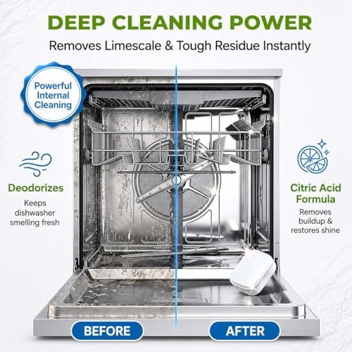 Dishwasher Cleaner and Deodorizer XL Tablets – Heavy-Duty Descaler & Odor Remover for Hard Water, Removes Spots & Residue, Enhance Drying & Shine, 12 Pack (1 Year Supply) - Image 3