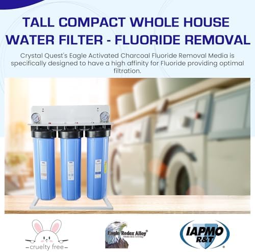 Crystal Quest Tall Compact Whole House Fluoride Water Filtration System, Multi-Stage Filter for Fluoride, BPA-Free, pH-Enhancing, 4-6 GPM Flow, Triple Configuration, Easy Maintenance - with Stand - Image 2