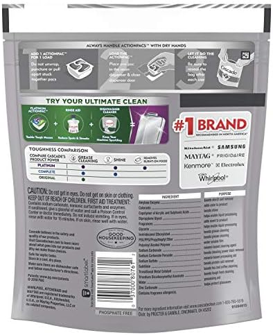 Cascade Platinum ActionPacs Dishwasher Detergent Lemon Scent, 21 ct (Pack of 5) - Image 2