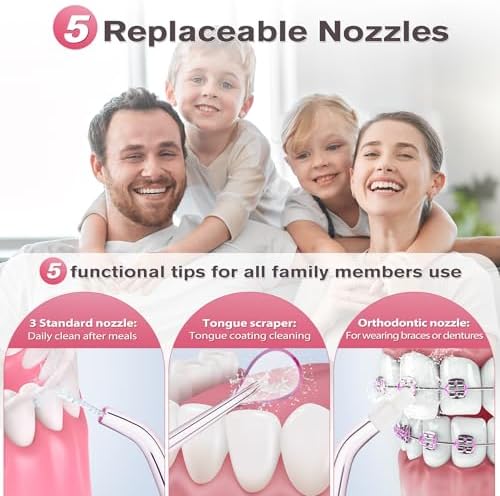 TOVENDOR Water Dental Flosser, Rechargeable Dental Oral Irrigator, 5 Tips - Image 5