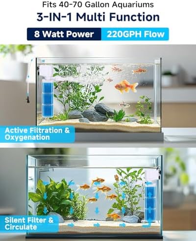 fishkeeper 4-in-1 Mutil Stage Aquarium Power Filter, 6W/8W/13W, 20-100Gal - Image 2