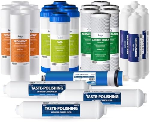 iSpring F28D75 3-Year DeIonization Replacement Filter Set Fit RCC7D 75 GPD 6-Stage De-Ionization Reverse Osmosis Water Filter System for Aquarium, 2.5" x 10", 28-Piece by iSpring
