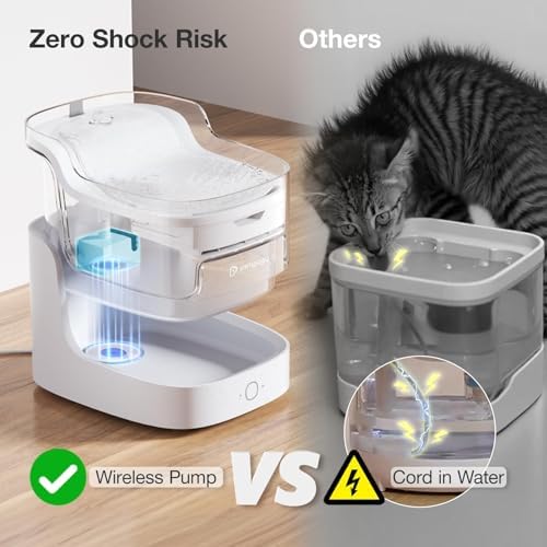 PETGUGU Cat Water Fountain with 3 Packs Replacement Filters, App Monitoring Automatic Pet Water Dispenser,Wireless Pump, 8-Layer Filtration BPA-Free with 2.4GHz WiFi Cat Water Bowl Dispenser - Image 5