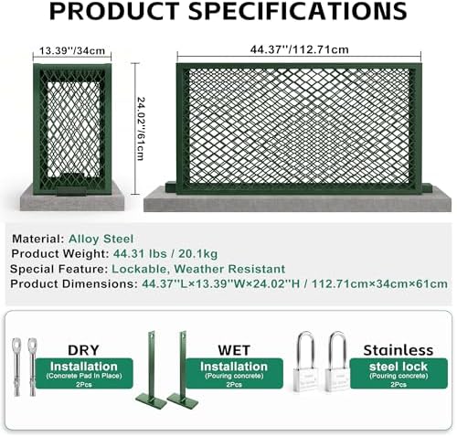 Backflow Preventer Cage, Heavy-Duty Outdoor Steel Protector with 2 Locks (44.4 x 13.4 x 24 in) - Image 2