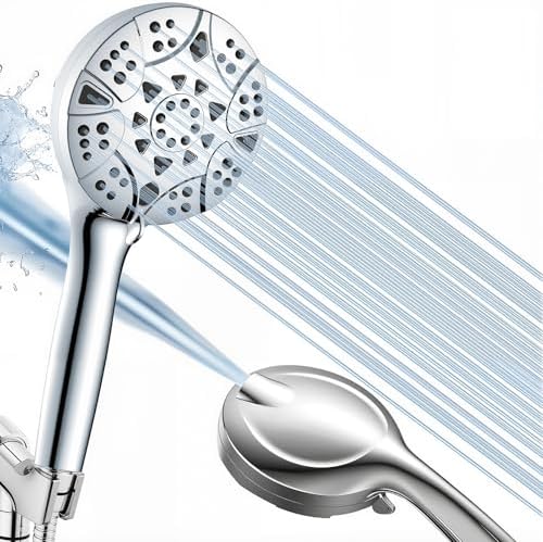 High Pressure Handheld Shower Head – 10 Spray Modes with Rain & Massage, Anti-Clog Nozzles, Power Rinse for Tile, Soap & Pets, Chrome Finish, Easy Installation by Unknown