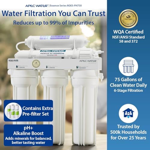 APEC Water ROES-PH75X, 6-Stage Under Sink RO System Alkaline, Extra Filters - Image 2