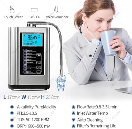 Alkaline Water Ionizer Machine - Multi-Function Water Filter, pH 3.5-10.5, 6000L Capacity, Voice Alerts, White - Enhance Hydration & Health with Clean Ionized Water - Image 4