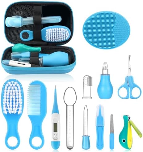 Baby Healthcare and Grooming Kit, Portable Baby Safety Care Set, Baby Essentials kit for Newborn (Blue 13 in 1) by UHFi