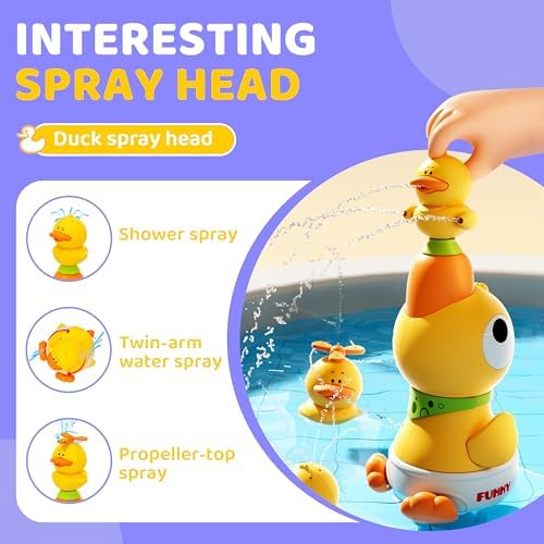 Kids Bath Toys, Kids Bath Shower Head for Bathtub with 1 Adjustable Sprayer, Control the Flow Rinser Kids with 3 Squirting Ducks for Kids in Bathtub Sink - Image 3