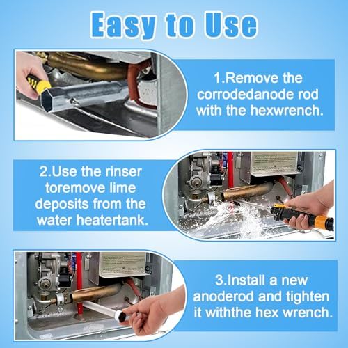 PAMASE 5Pcs RV Water Heater Anode Rod & Flush Wand & Element Socket Set - 9.25"L x 3/4"NPT Thread Magnesium Rod for Suburban, Mor-Flo, with Dual Hex Wrench, Camper Hot Water Tank Cleaning Rinser - Image 7