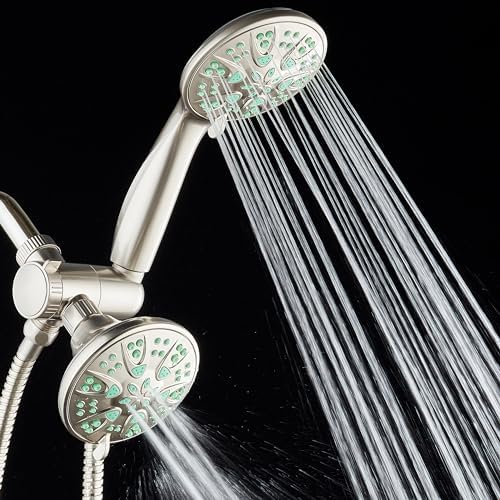 AquaDance Antimicrobial/Anti-Clog High-Pressure 30-setting Dual Head Combination Shower with Microban Nozzle Protection From Growth of Mold, Mildew & Bacteria for a Healthier Shower – Coral Green - Image 4