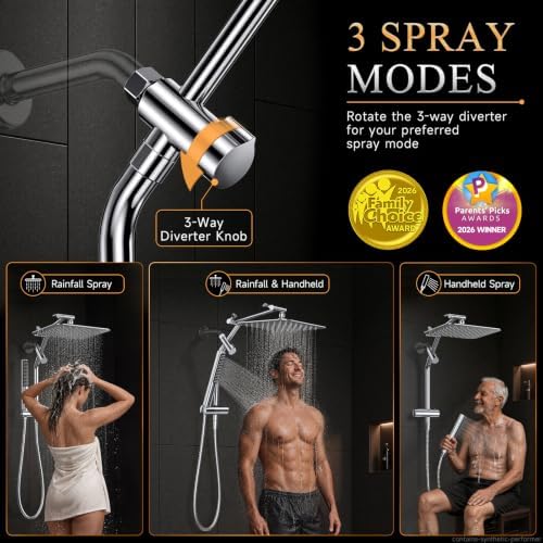 Veken All Metal 10"Luxurious Rain Shower Head with Handheld Spary,Power Jet - Image 3