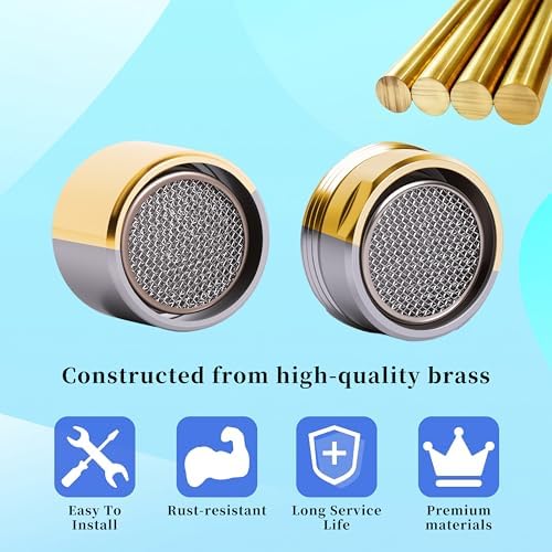 Kitchen Faucet Aerator Replacement, Anti-Splash with Multi-Size Wrench, 10 Pack M24 (15/16") & 2 Pack M22 (55/64") Brass Aerators, Sink Aerator Kit for Kitchen & Bathroom - Image 4