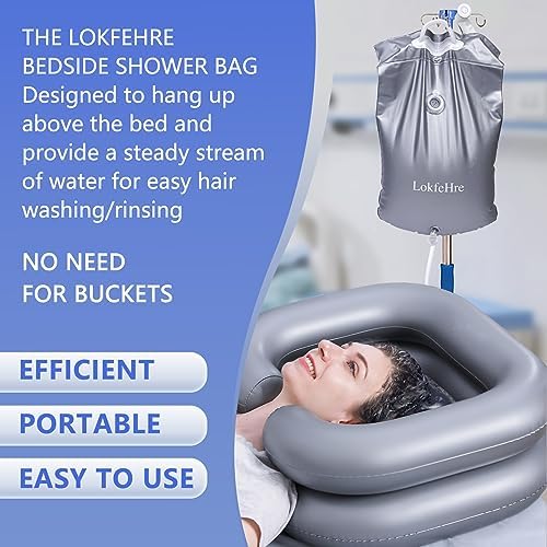 Bedside Shower Water Bag - 2.5 GL Portable Water Shower Bag For Hair Washing In Bed. Use with Inflatable Shampoo Basin, Inflatable Hair Washing Basin, Inflatable Bathtub For Elderly (Silver) - Image 2