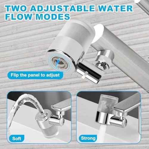 Water Filter for Faucet, Universal 720° Rotating Water Purifier with Adapter Kit for Kitchen & Bathroom Sink, 2 Spray Modes, Reduces Chlorine & Impurities - Check Size for Fit! - Image 3