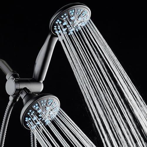 AquaDance Antimicrobial/Anti-Clog High-Pressure 30-setting Dual Head Combination Shower with Microban Nozzle Protection From Growth of Mold, Mildew & Bacteria for a Healthier Shower – Aqua Blue - Image 7